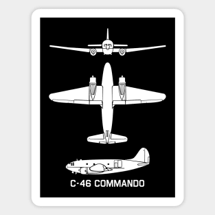 Curtiss C-46 Commando American WW2 Bomber Plane Cutout Silhouettes Gift Magnet